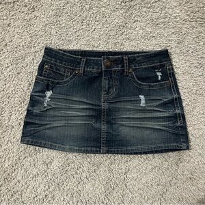 Y2K Vintage Hydraulic Mini Denim Distressed Mini Skirt
